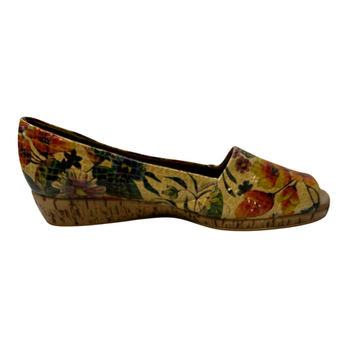 Women’s Floral Peep-Toe Flats – EU 35 / US 5